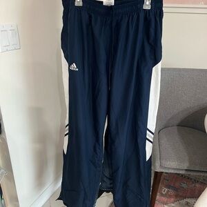 Adidas Athletic Pants Mens XL Blue White Insert Fully Lined Lower Leg Zipper
